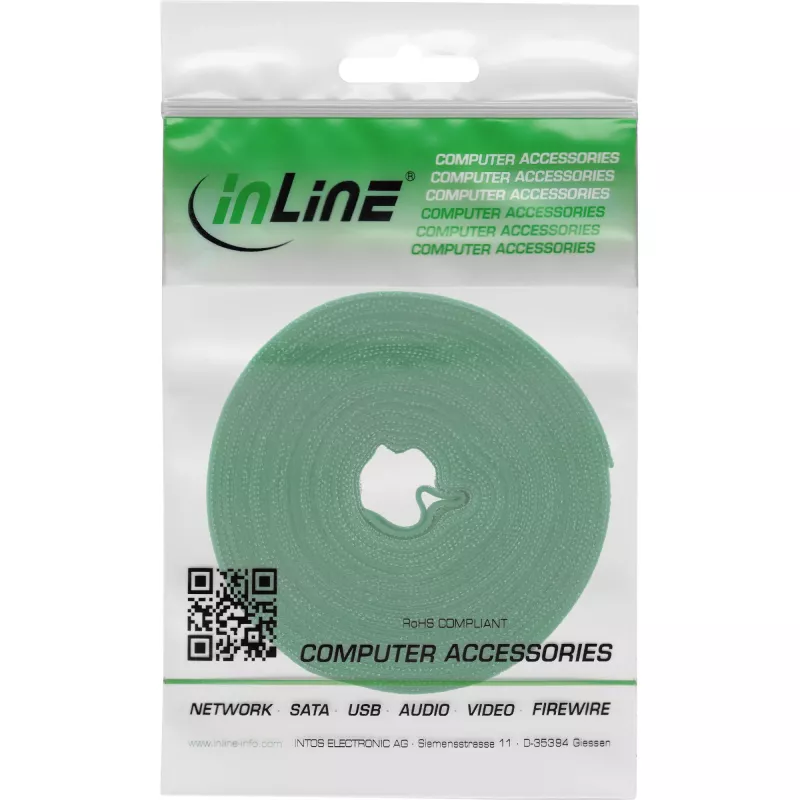 Bridas de cable con velcro InLine Band 16 mm, 10 m, verde