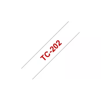 Cinta de rotuladora TC Brother TC202 12mm Rojo sobre Blanco
