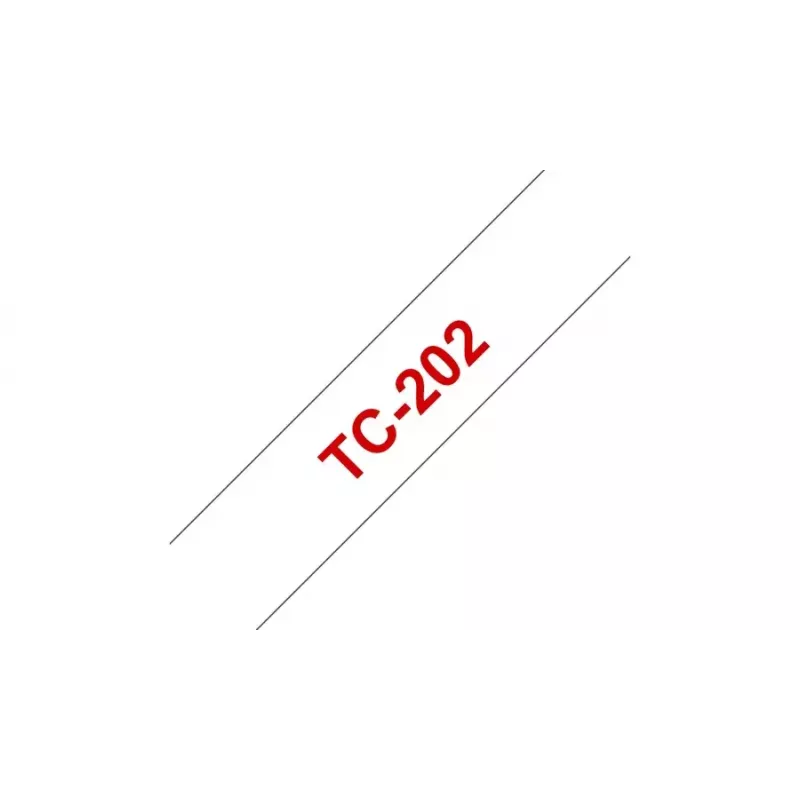 Cinta de rotuladora TC Brother TC202 12mm Rojo sobre Blanco