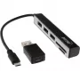Lector de tarjetas USB OTG InLine y hub USB 2.0 de 3 puertos para SDXC y microSD + adaptador