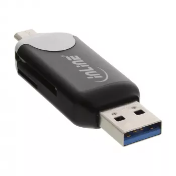 Lector de tarjetas dual USB3.0 InLine, USB A y Micro-USB 2.0 para SDXC y microSDXC