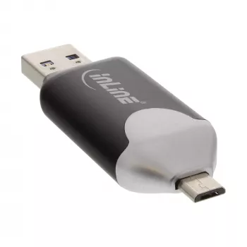 Lector de tarjetas dual USB3.0 InLine, USB A y Micro-USB 2.0 para SDXC y microSDXC