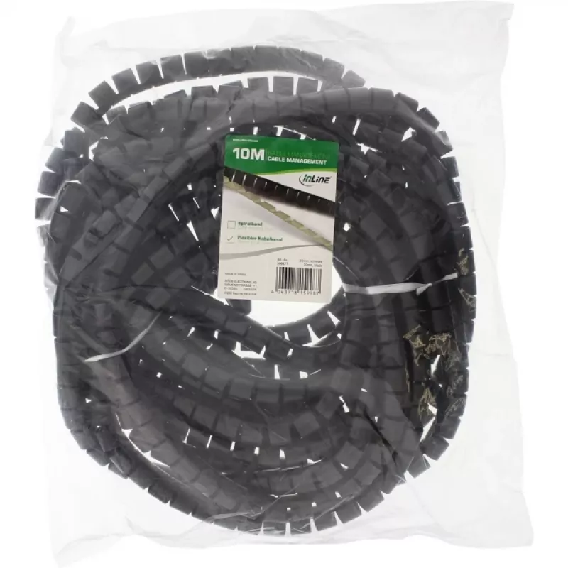 Canaleta flexible para cables InLine 59947T 10 m negro 20 mm