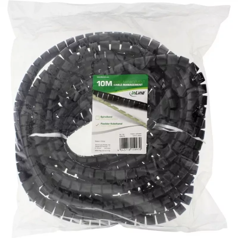 Canaleta flexible para cables InLine 10m negro 15mm