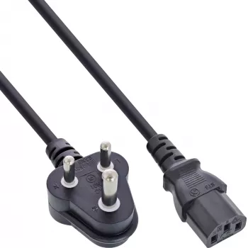 InLine B-16652R Cable de alimentación, Sudáfrica tipo D 5A a C13, 1,8 m, paquete a granel de 35 unidades