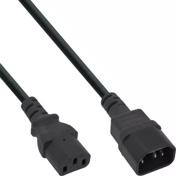InLine B-16631A Cable alargador de alimentación, C13 a C14, 1,5 m, negro, paquete a granel de 40 unidades