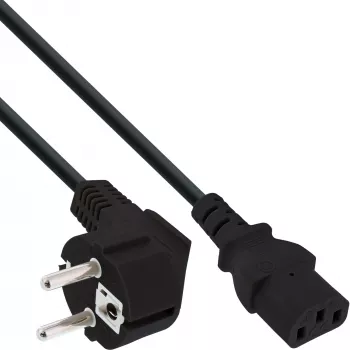 InLine B-16653A Cable de alimentación, CEE 7/7 acodado a C13, 2,5 m, pack a granel de 25 unidades