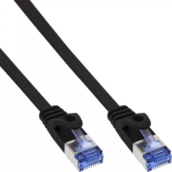 Cable de red plano InLine, U/FTP, Cat.6A, negro, 0,5 m