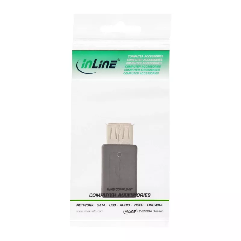 Adaptador Micro-USB InLine 31613 conector hembra USB-A a conector hembra Micro-USB-B