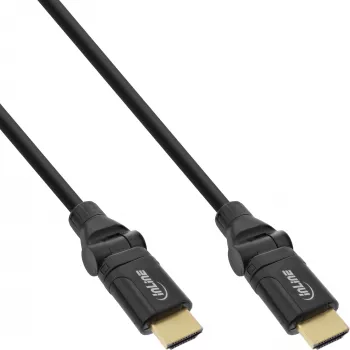 Cable HDMI giratorio InLine High Speed, con Ethernet, AM/AM, negro, contactos dorados, 0,5 m