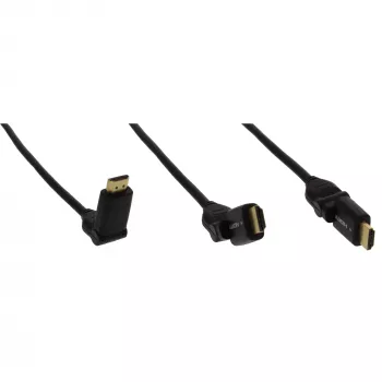 Cable HDMI giratorio InLine High Speed, con Ethernet, AM/AM, negro, contactos dorados, 0,5 m