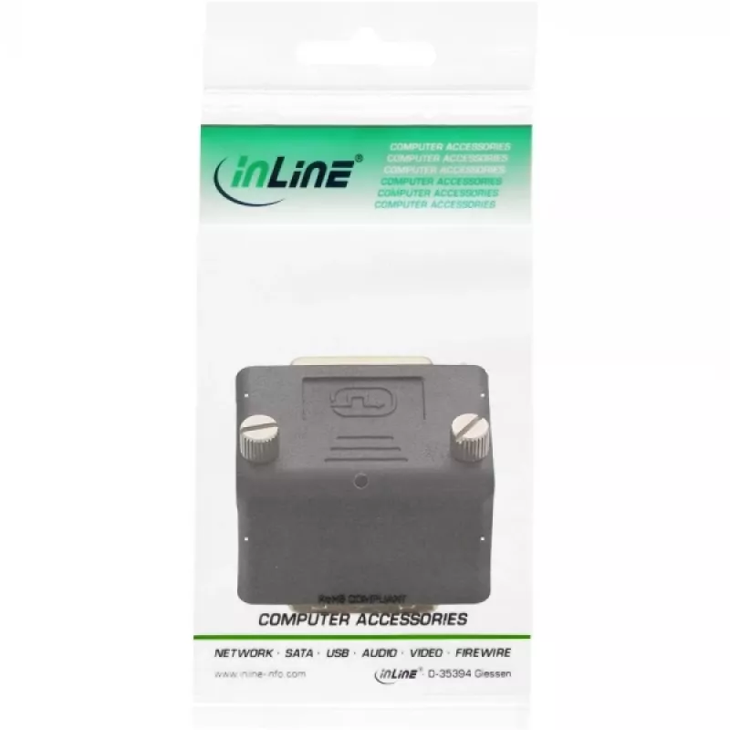 Adaptador DVI-I InLine 90° acodado digital + analógico 24+5 conector macho/hembra negro