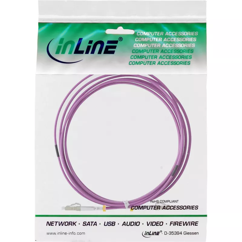Cable de fibra óptica dúplex LC/LC InLine 50/125µm OM4 1m
