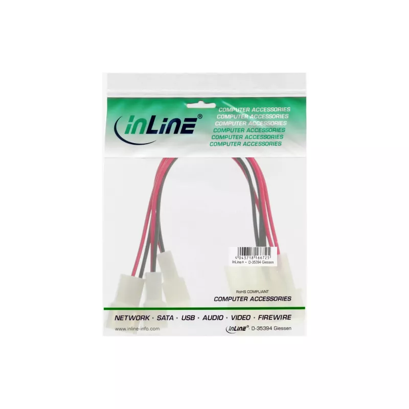 Cable adaptador para ventilador de PC InLine 12V / 5V para hasta 3 ventiladores 33005A