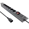 Regleta de enchufes para rack de 19 inch InLine, 6 tomas CEE7/7, C14 protección contra sobrecargas, interruptor, 2m
