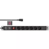 Regleta de enchufes para rack de 19 inch InLine, 6 tomas CEE7/7, C14 protección contra sobrecargas, interruptor, 2m