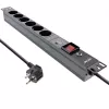 Regleta de enchufes para rack de 19 inch InLine, 6 tomas, protección contra sobretensiones y sobrecargas, interruptor