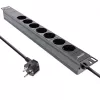 Regleta de enchufes para rack de 19 inch InLine, 7 tomas schuko, sin interruptor, 2m, negro