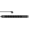 Regleta de enchufes para rack de 19 inch InLine, 7 tomas schuko, sin interruptor, 2m, negro