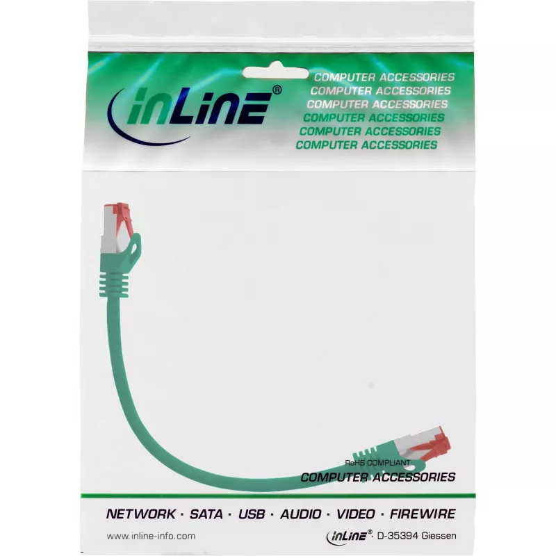 Cable de red S/FTP PiMF Cat.6 250MHz PVC cobre verde 0,25m InLine