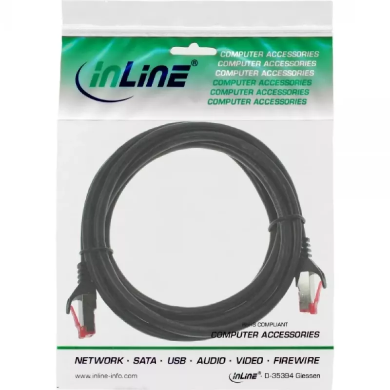 Cable de red S/FTP PiMF Cat.6 250MHz PVC cobre negro 0,3m InLine