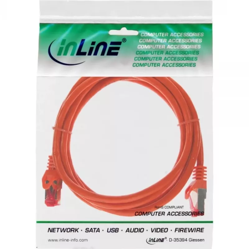 Cable de red S/FTP PiMF Cat.6 250MHz PVC cobre naranja 0,3m InLine