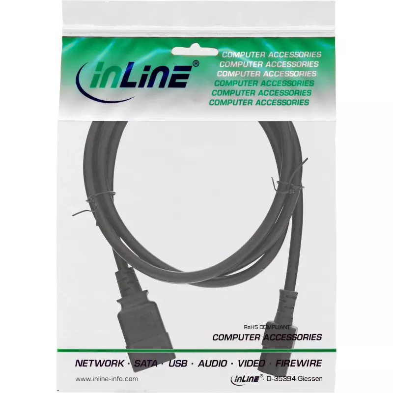 InLine Cable adaptador de alimentación, IEC-60320 C20 a C13, 3x1,5mm², máx. 10A, 0,5m