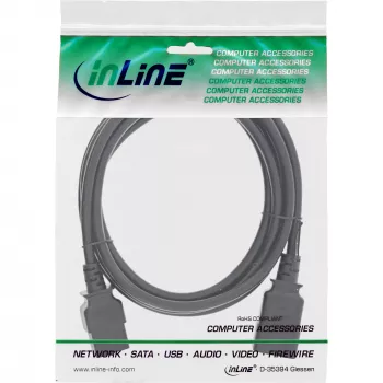 InLine Cable de alimentación C19 / C20 3 polos conector macho / conector hembra IEC negro 0,3 m