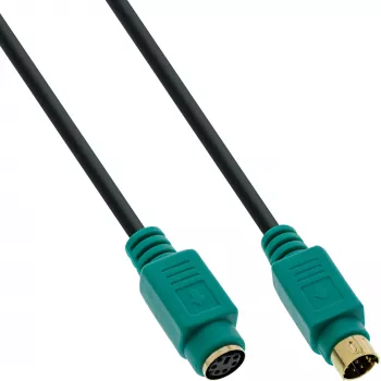InLine Cable PS/2, M/H, negro/verde, contactos dorados, 3 m