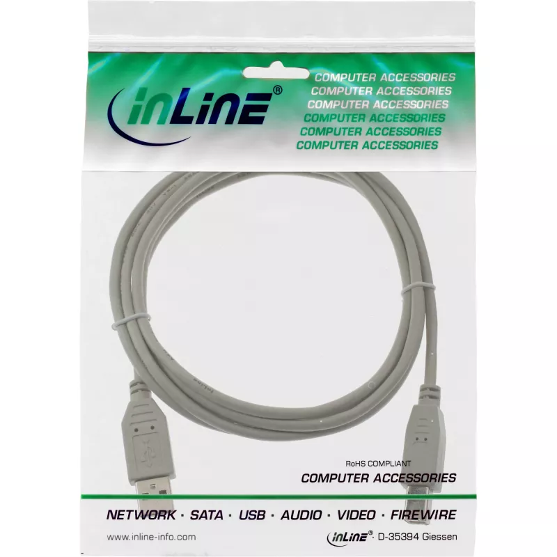 Cable USB 2.0 Type-A conector macho / conector macho B beige 0,5m InLine 34505H