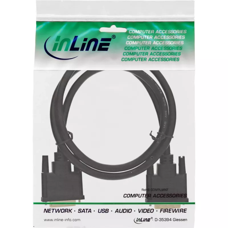 InLine Cable DVI-D, Premium, 24+1 M/M, Dual Link, dorado, 2m