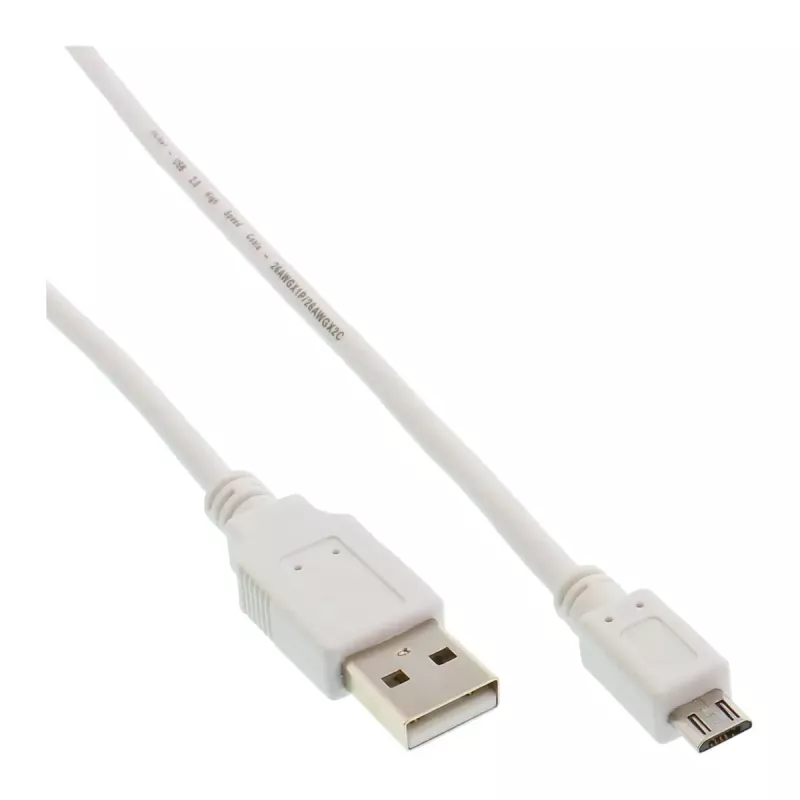 InLine cable Micro USB 2.0, conector USB Type-A macho / conector Micro-B macho, blanco, 5 m