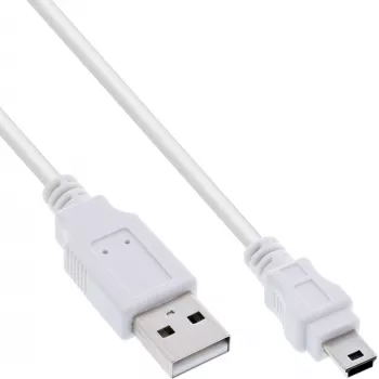 InLine cable Mini USB 2.0, conector Type-A macho / conector Mini-B macho (5 pines), blanco, 1 m
