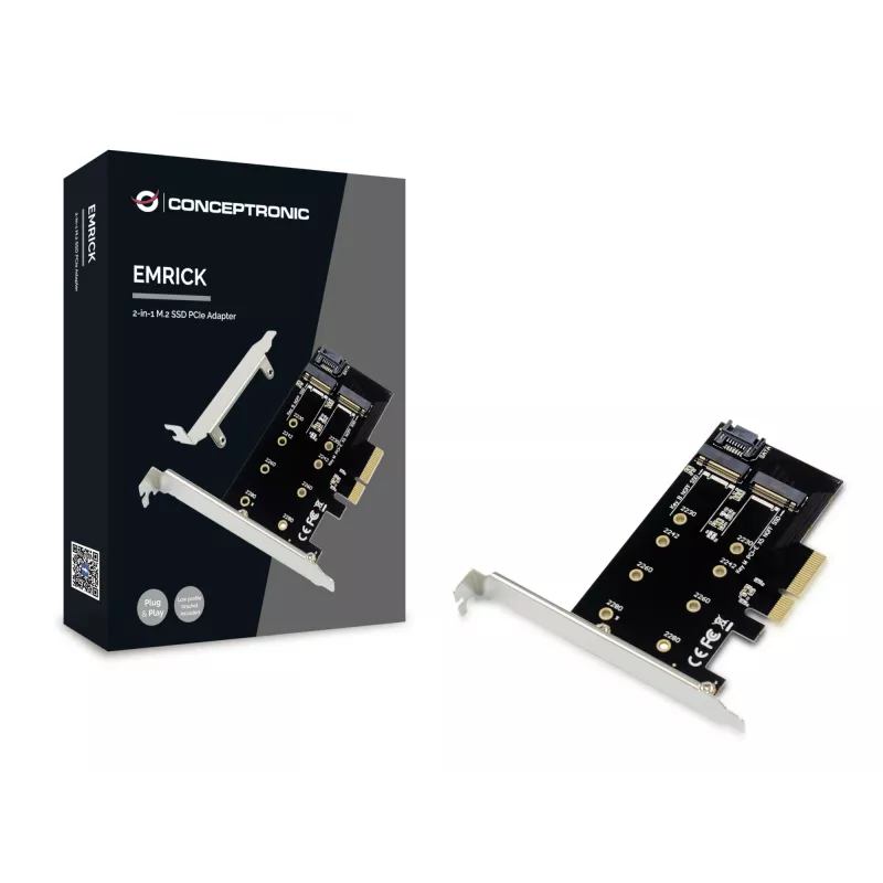 Conceptronic EMRICK adaptador 2 en 1 M.2 SSD PCIe SATA AHCI NVMe