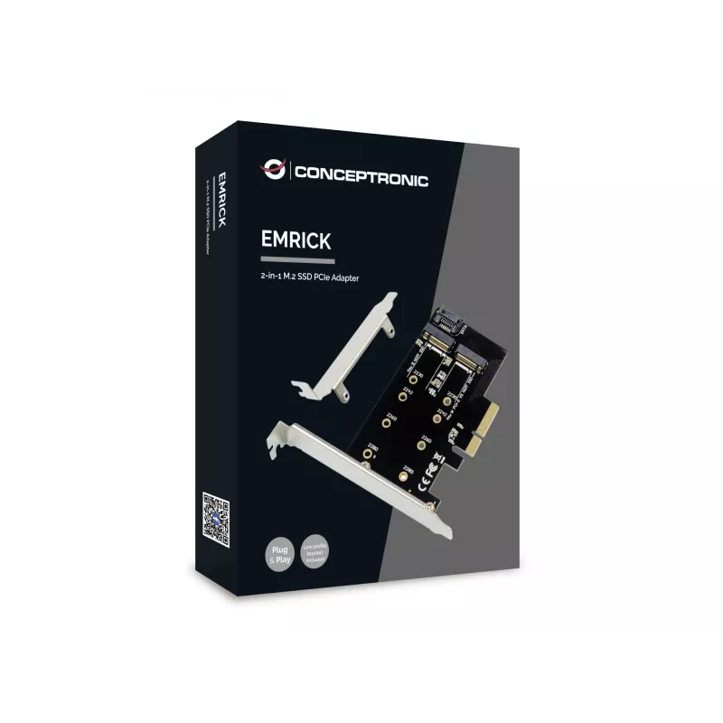 Conceptronic EMRICK adaptador 2 en 1 M.2 SSD PCIe SATA AHCI NVMe