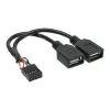InLine cable adaptador USB 2.0 interno 2x conector USB Type-A hembra / header de placa base