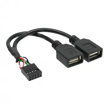 InLine cable adaptador USB 2.0 interno 2x conector USB Type-A hembra / header de placa base