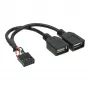 InLine cable adaptador USB 2.0 interno 2x conector USB Type-A hembra / header de placa base