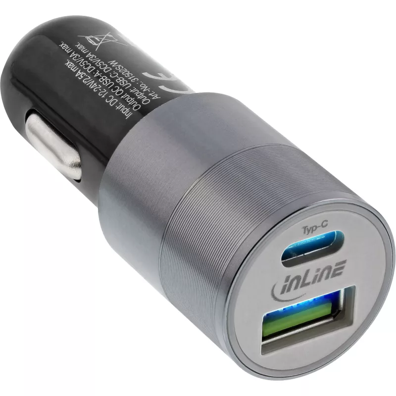 InLine cargador de coche USB fuente de alimentación Quick Charge 3.0, negro