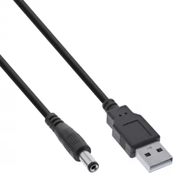 InLine cable adaptador, conector USB-A macho a conector DC 5,5x2,10 mm macho, negro, 1 m