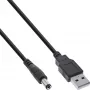 InLine cable adaptador, conector USB-A macho a conector DC 5,5x2,10 mm macho, negro, 1 m