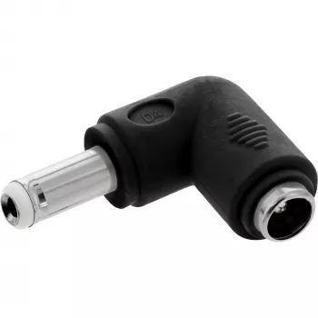 Adaptador DC InLine 5,5×2,5 mm conector acodado macho-hembra, entrada 5 V, interior, negro