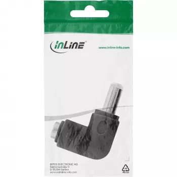 Adaptador DC InLine 5,5×2,5 mm conector acodado macho-hembra, entrada 5 V, interior, negro