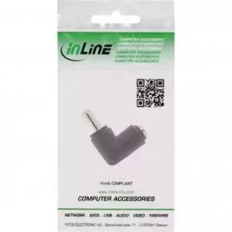 Adaptador DC InLine 5,5x2,1 mm conector DC macho/hembra acodado universal negro