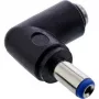 Adaptador DC InLine 5,5x2,1 mm conector DC macho/hembra acodado universal negro