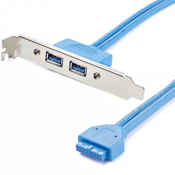 StarTech.com adaptador de 2 puertos USB 3.0 Type-A para chapa de ranura, IDC, USB 3.2 Gen 1 (3.1 Gen 1), azul, acero inoxidable, 0,5 m, CE, REACH, 500 mm