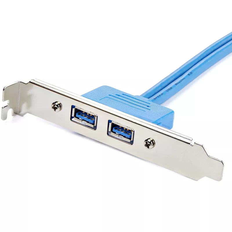 StarTech.com adaptador de 2 puertos USB 3.0 Type-A para chapa de ranura, IDC, USB 3.2 Gen 1 (3.1 Gen 1), azul, acero inoxidable, 0,5 m, CE, REACH, 500 mm