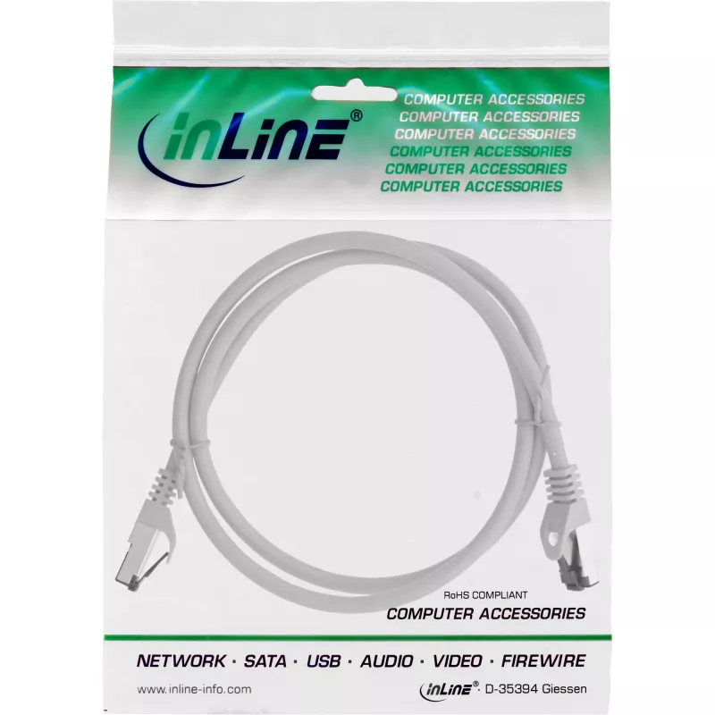 InLine cable de red, S/FTP (PiMf), Cat.8.1, 2000 MHz, libre de halógenos, gris, 3 m