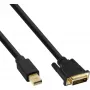 Cable InLine Mini DisplayPort macho a DVI-D 24+1 macho, negro/dorado, 1,5 m