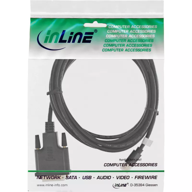 Cable InLine Mini DisplayPort macho a DVI-D 24+1 macho, negro/dorado, 3 m